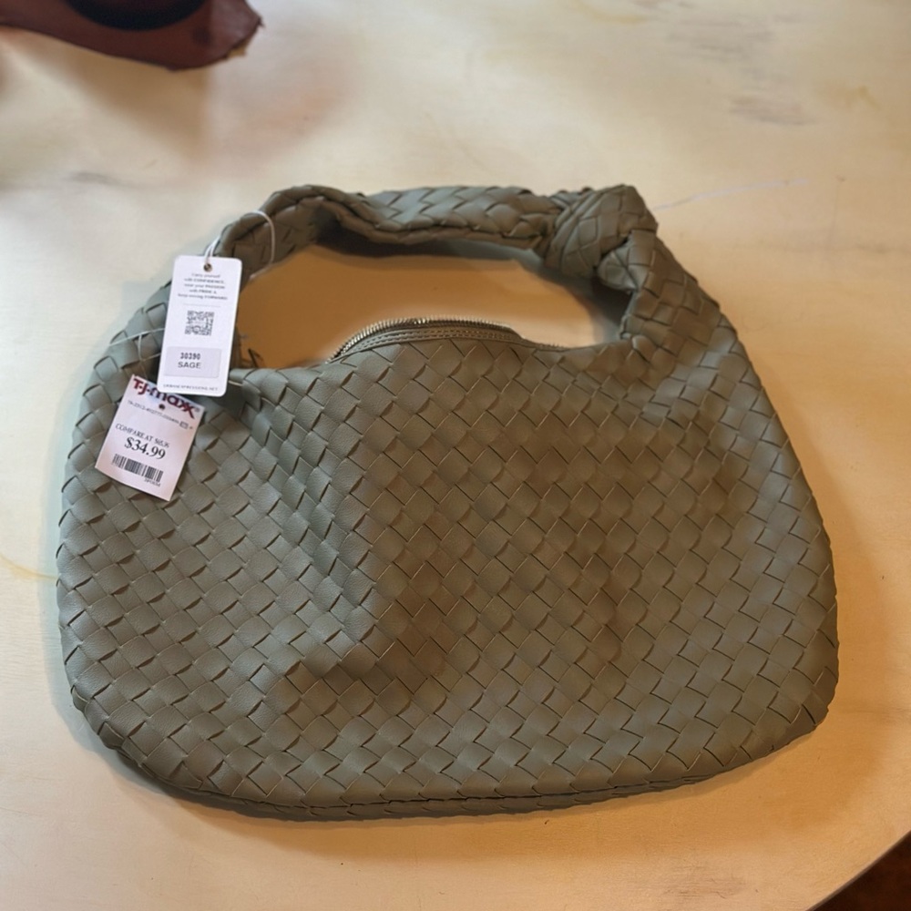 Stylish Olive Green Woven Bag